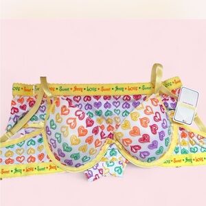 Rainbow Heart Underwire Bra with Yellow Trim